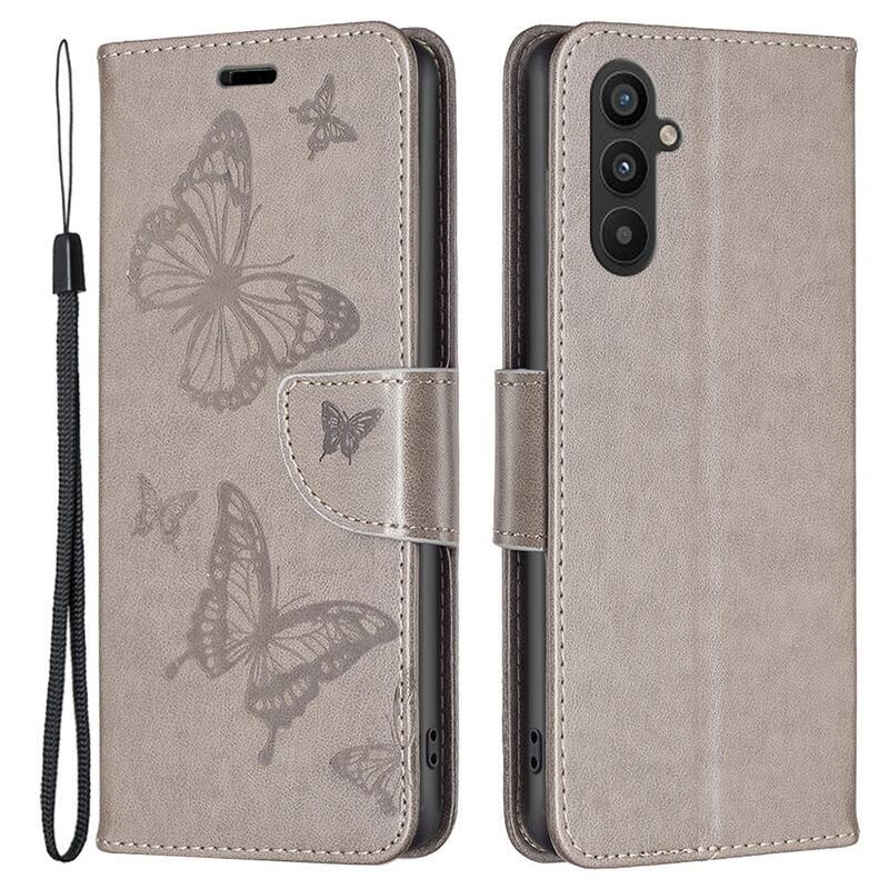 Butterfly knížkové pouzdro na Samsung Galaxy A34 5G - šedé