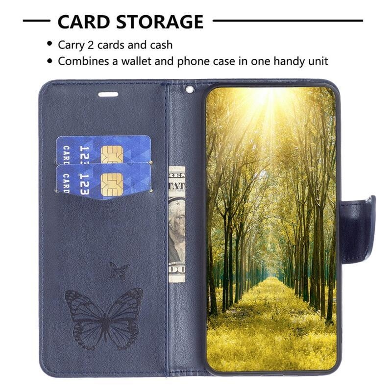 Butterfly knížkové pouzdro na Samsung Galaxy A34 5G - tmavěmodré