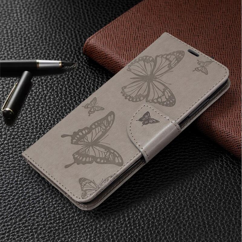 Butterfly knížkové pouzdro na Samsung Galaxy A41 - šedé