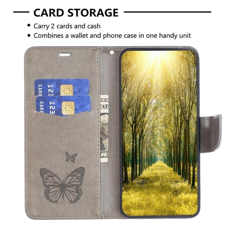 Butterfly knížkové pouzdro na Samsung Galaxy A54 5G - šedé