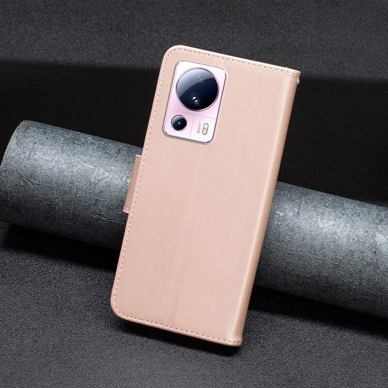 Butterfly knížkové pouzdro na Xiaomi 13 Lite - růžovozlaté