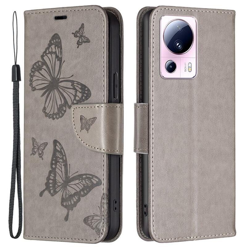 Butterfly knížkové pouzdro na Xiaomi 13 Lite - šedé