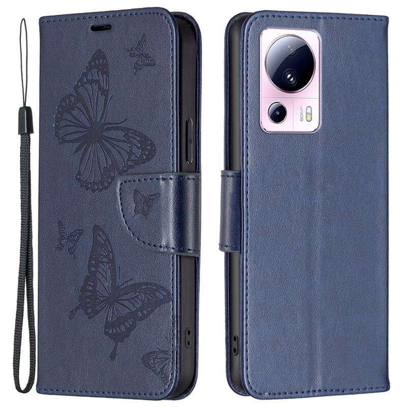 Butterfly knížkové pouzdro na Xiaomi 13 Lite - tmavěmodré