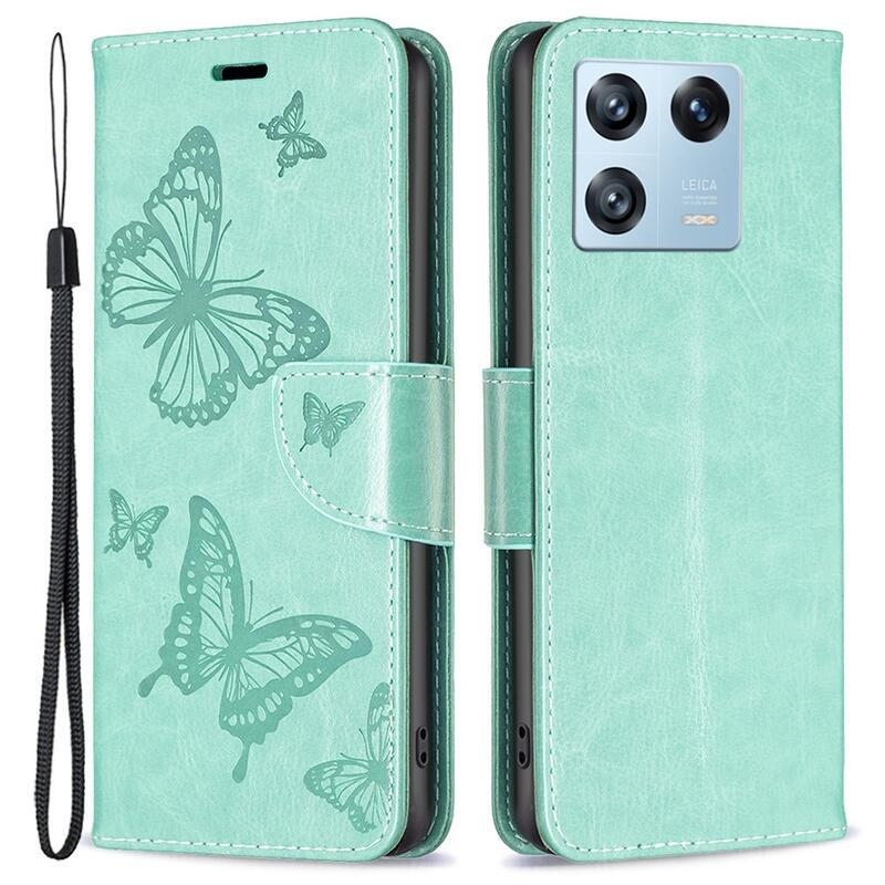 Butterfly knížkové pouzdro na Xiaomi 13 Pro - zelené