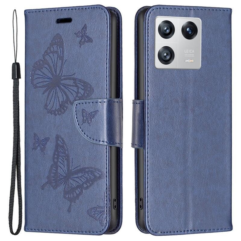 Butterfly knížkové pouzdro na Xiaomi 13 - tmavěmodré