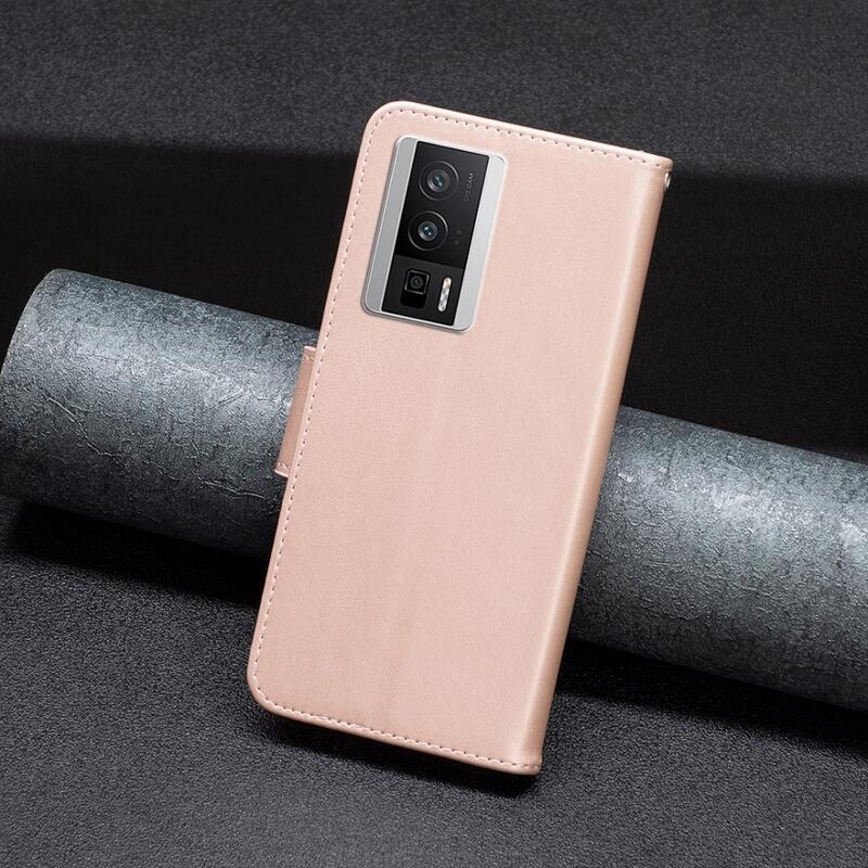 Butterfly knížkové pouzdro na Xiaomi Poco F5 Pro - růžovozlaté