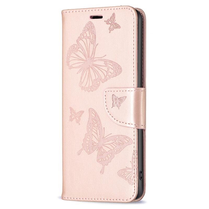 Butterfly knížkové pouzdro na Xiaomi Poco F5 Pro - růžovozlaté