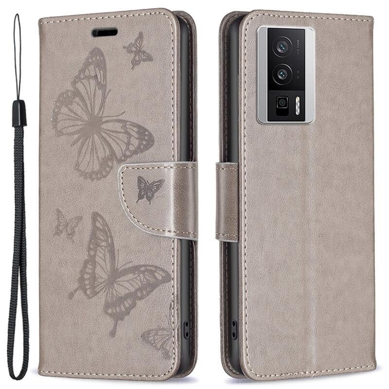 Butterfly knížkové pouzdro na Xiaomi Poco F5 Pro - šedé