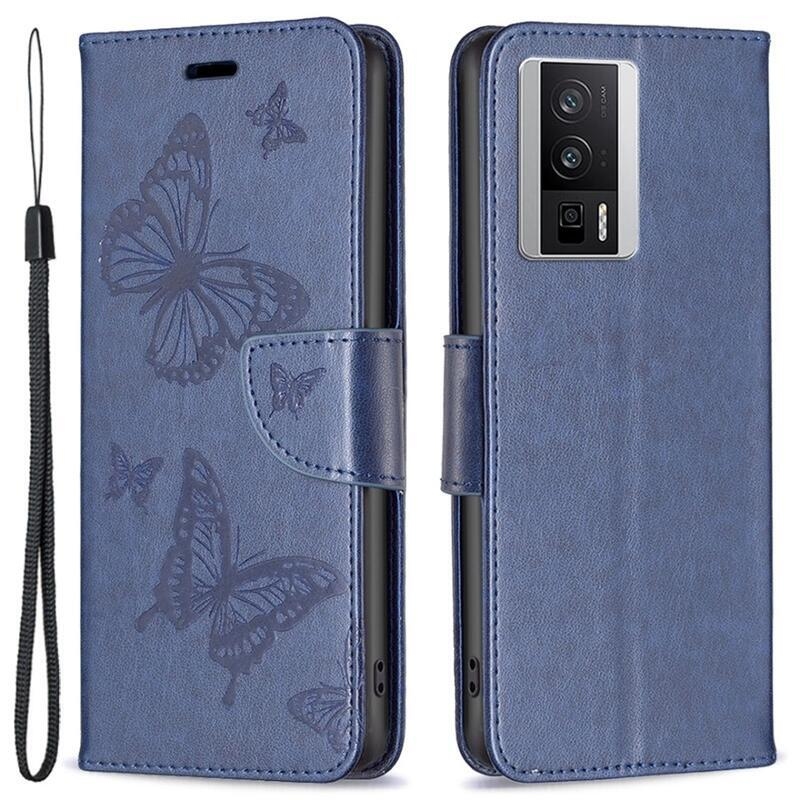 Butterfly knížkové pouzdro na Xiaomi Poco F5 Pro - tmavěmodré