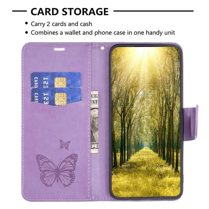 Butterfly knížkové pouzdro na Xiaomi Redmi 12C - fialové