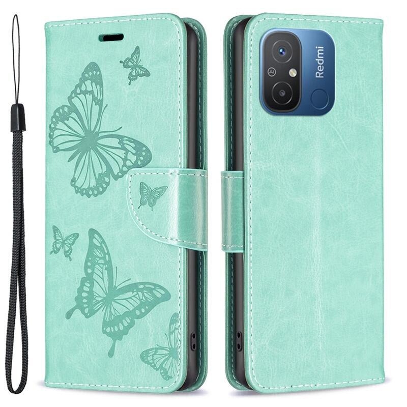 Butterfly knížkové pouzdro na Xiaomi Redmi 12C - modrozelené