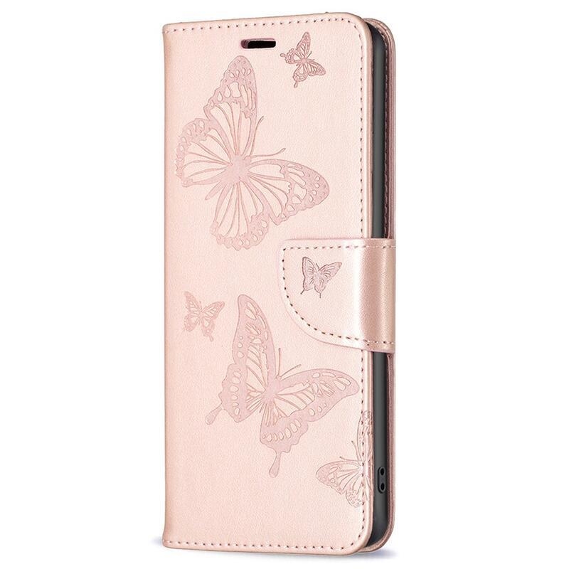 Butterfly knížkové pouzdro na Xiaomi Redmi Note 12 4G - růžovozlaté
