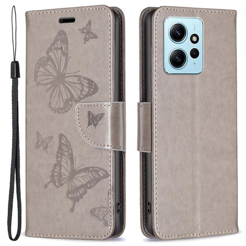 Butterfly knížkové pouzdro na Xiaomi Redmi Note 12 4G - šedé