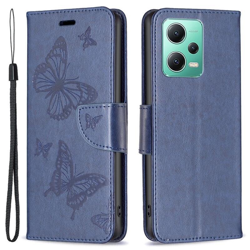 Butterfly knížkové pouzdro na Xiaomi Redmi Note 12 5G/Poco X5 5G - tmavěmodré
