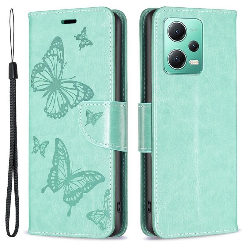 Butterfly knížkové pouzdro na Xiaomi Redmi Note 12 5G/Poco X5 5G - zelené