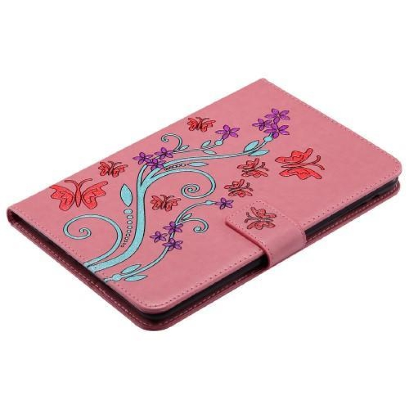 Butterfly knížkové pouzdro z PU kůže na iPad mini, iPad mini 2, iPad mini 3 - rose