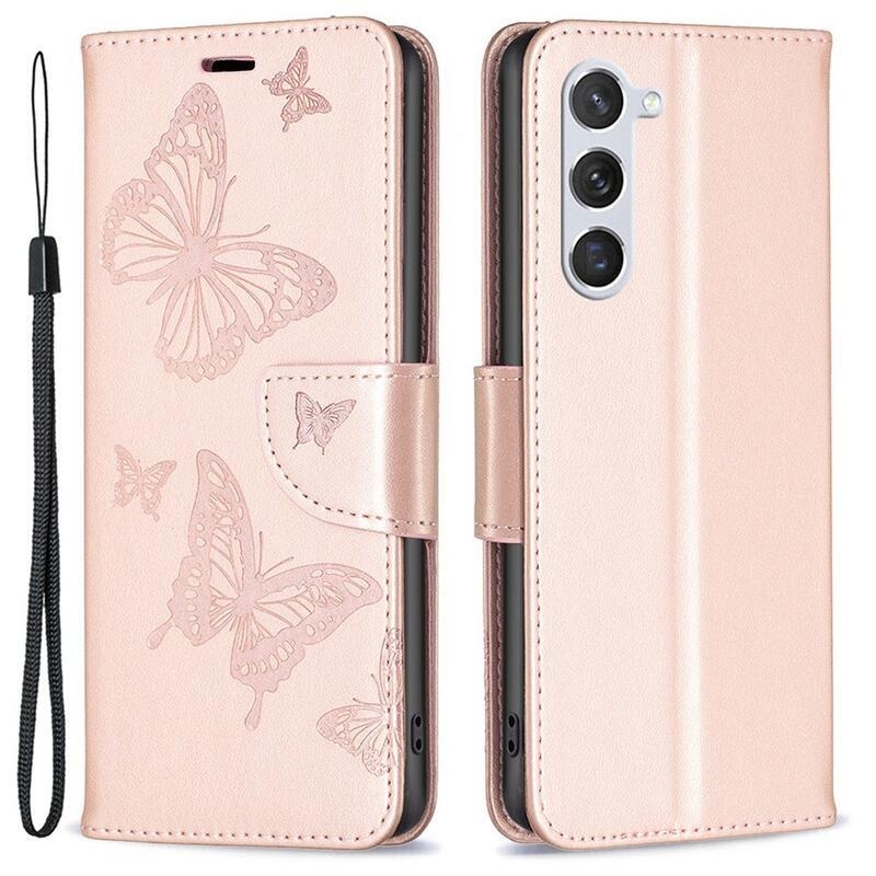 Butterfly peněženkové pouzdro na Samsung Galaxy S23 - růžovozlaté