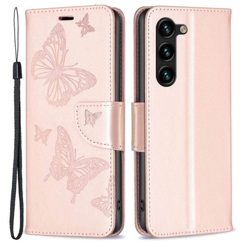 Butterfly peněženkové pouzdro na Samsung Galaxy S23+ - růžovozlaté