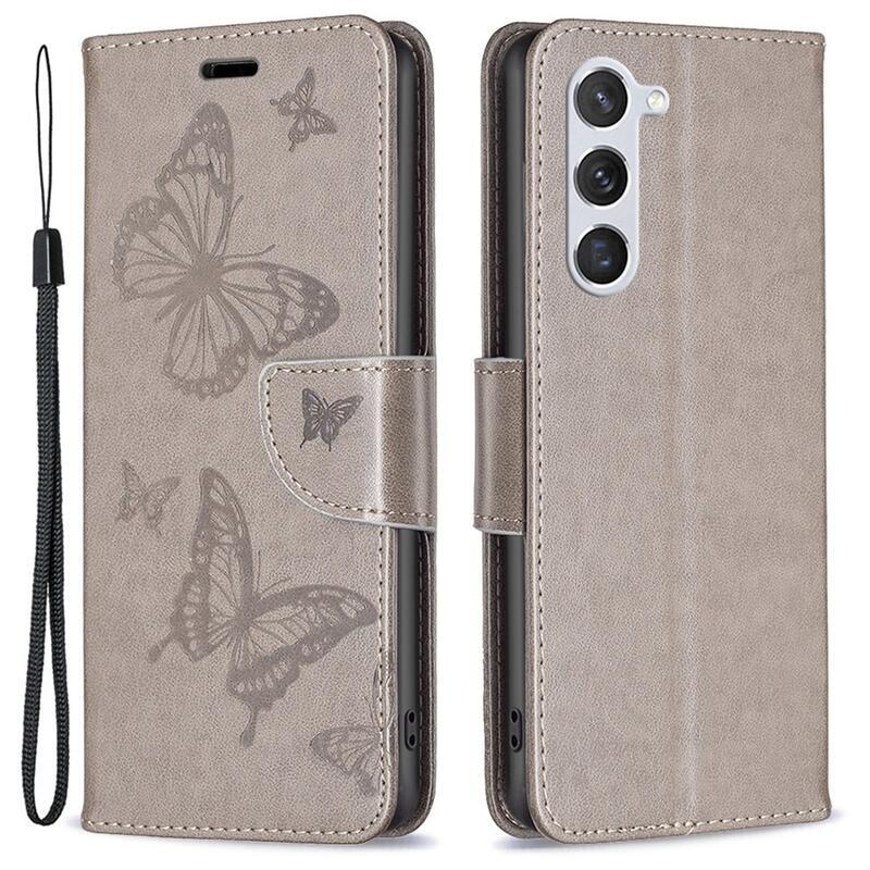 Butterfly peněženkové pouzdro na Samsung Galaxy S23 - šedé