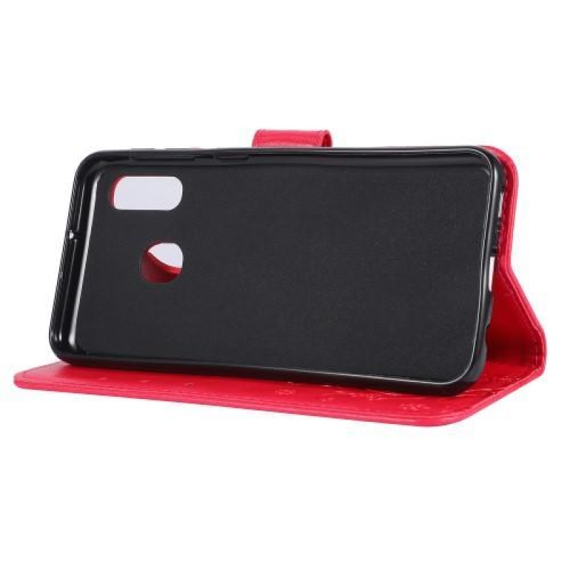 Butterfly PU kožené peněženkové pouzdro na mobil Samsung Galaxy A20e - červený