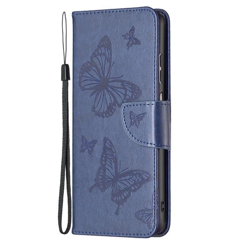 Butterfly PU kožené peněženkové pouzdro na mobil Samsung Galaxy A23 4G/5G - tmavěmodré