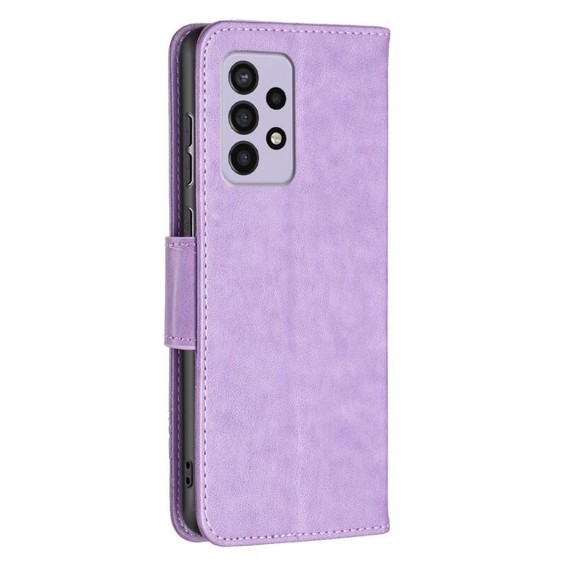 Butterfly PU kožené peněženkové pouzdro na mobil Samsung Galaxy A33 5G - fialové