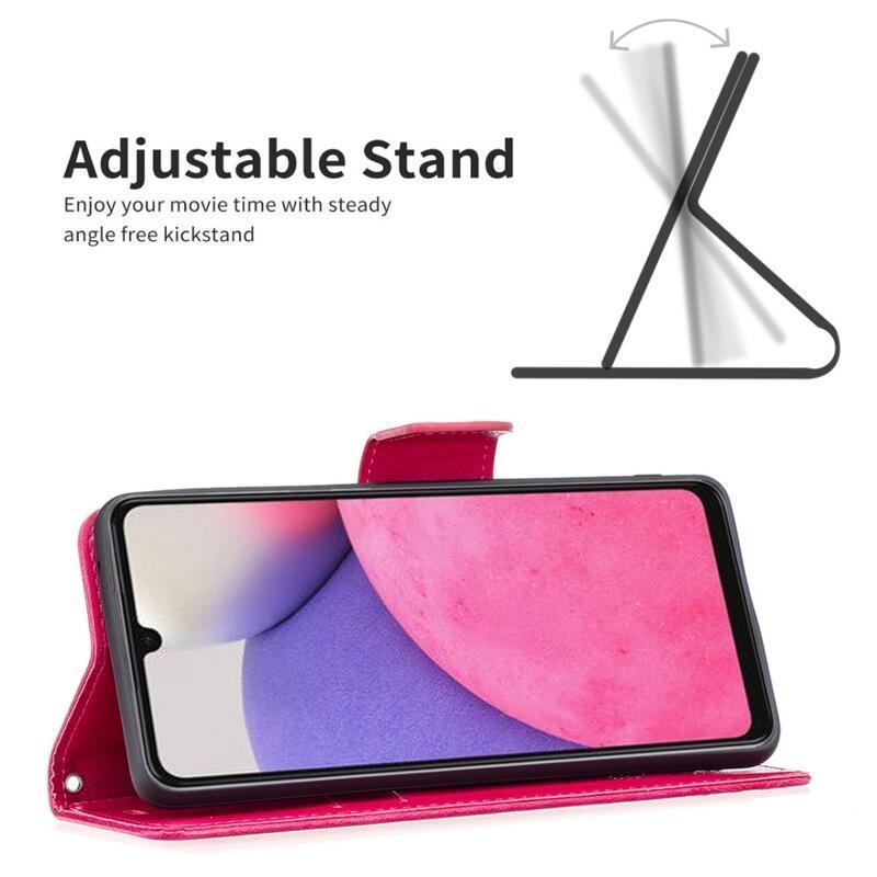 Butterfly PU kožené peněženkové pouzdro na mobil Samsung Galaxy A33 5G - rose
