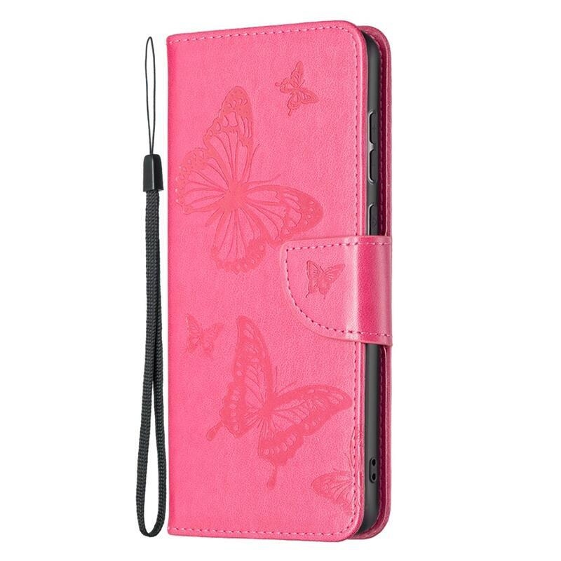 Butterfly PU kožené peněženkové pouzdro na mobil Samsung Galaxy A33 5G - rose
