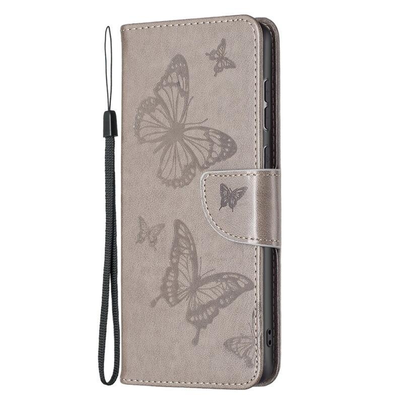 Butterfly PU kožené peněženkové pouzdro na mobil Samsung Galaxy A33 5G - šedé