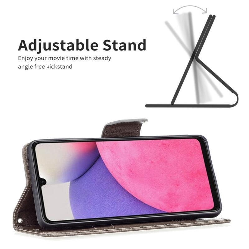 Butterfly PU kožené peněženkové pouzdro na mobil Samsung Galaxy A33 5G - šedé