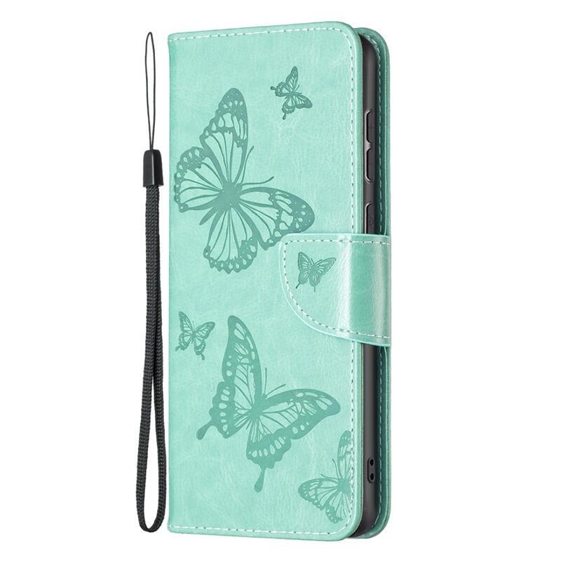 Butterfly PU kožené peněženkové pouzdro na mobil Samsung Galaxy A33 5G - zelené