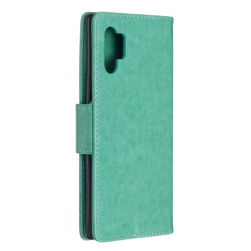 Butterfly PU kožené peněženkové pouzdro na mobil Samsung Galaxy Note 10 Plus - zelené