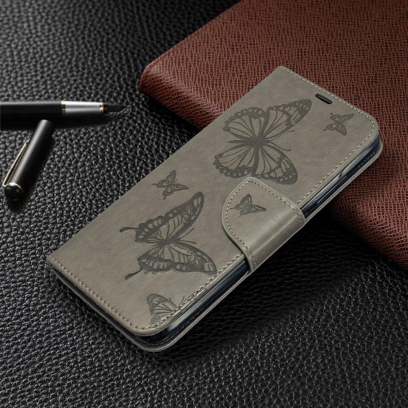 Butterfly PU kožené peněženkové pouzdro na mobil Xiaomi Redmi 8A - šedé