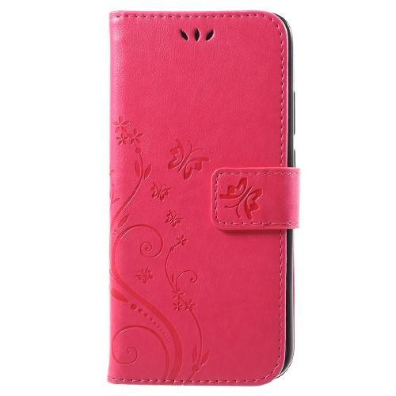 Butterfly PU kožené pouzdro na mobil Huawei P20 Lite - rose