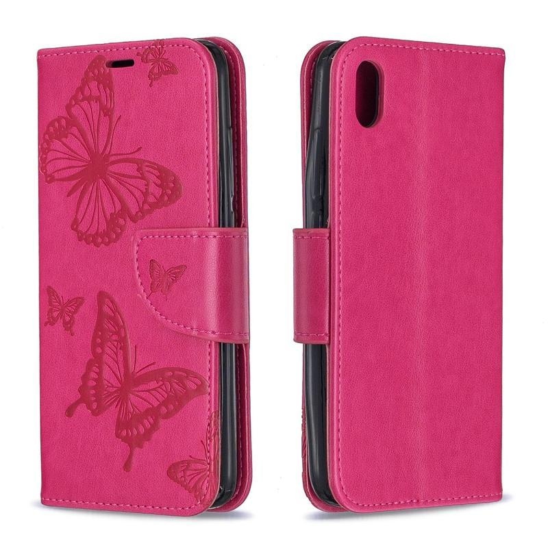Butterfly PU kožené pouzdro na mobil Xiaomi Redmi 7A - rose