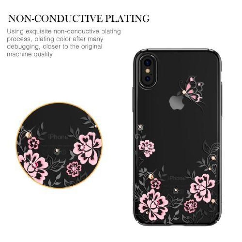 Butterfly Swarovski plastový obal na iPhone X - černý