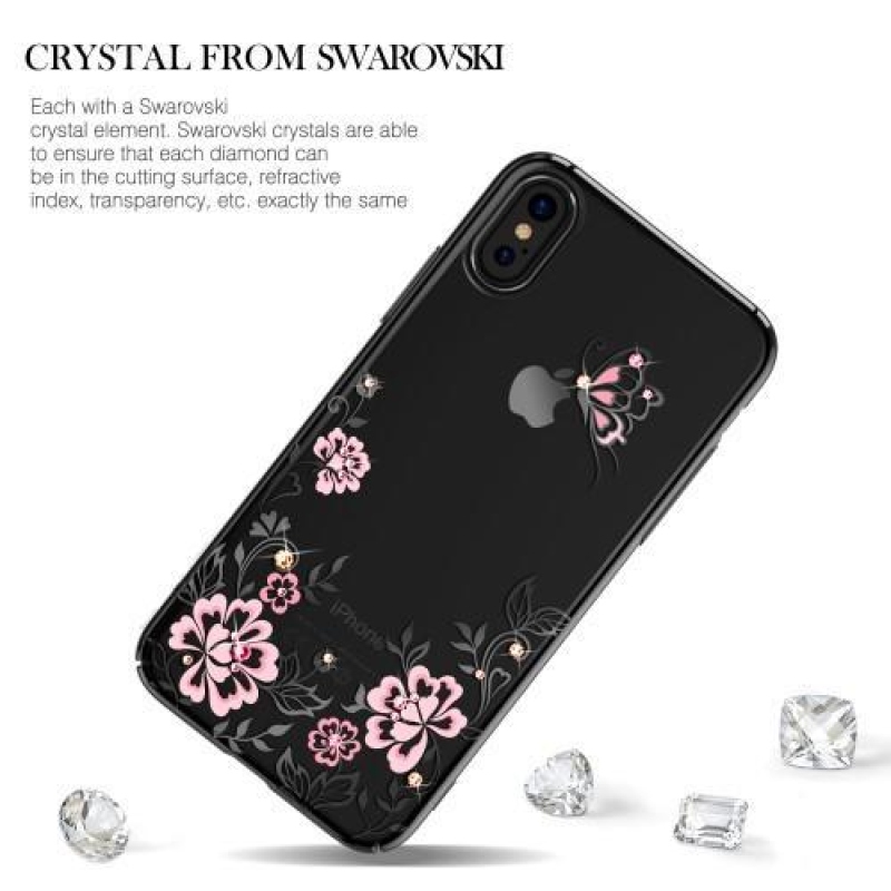 Butterfly Swarovski plastový obal na iPhone X - černý