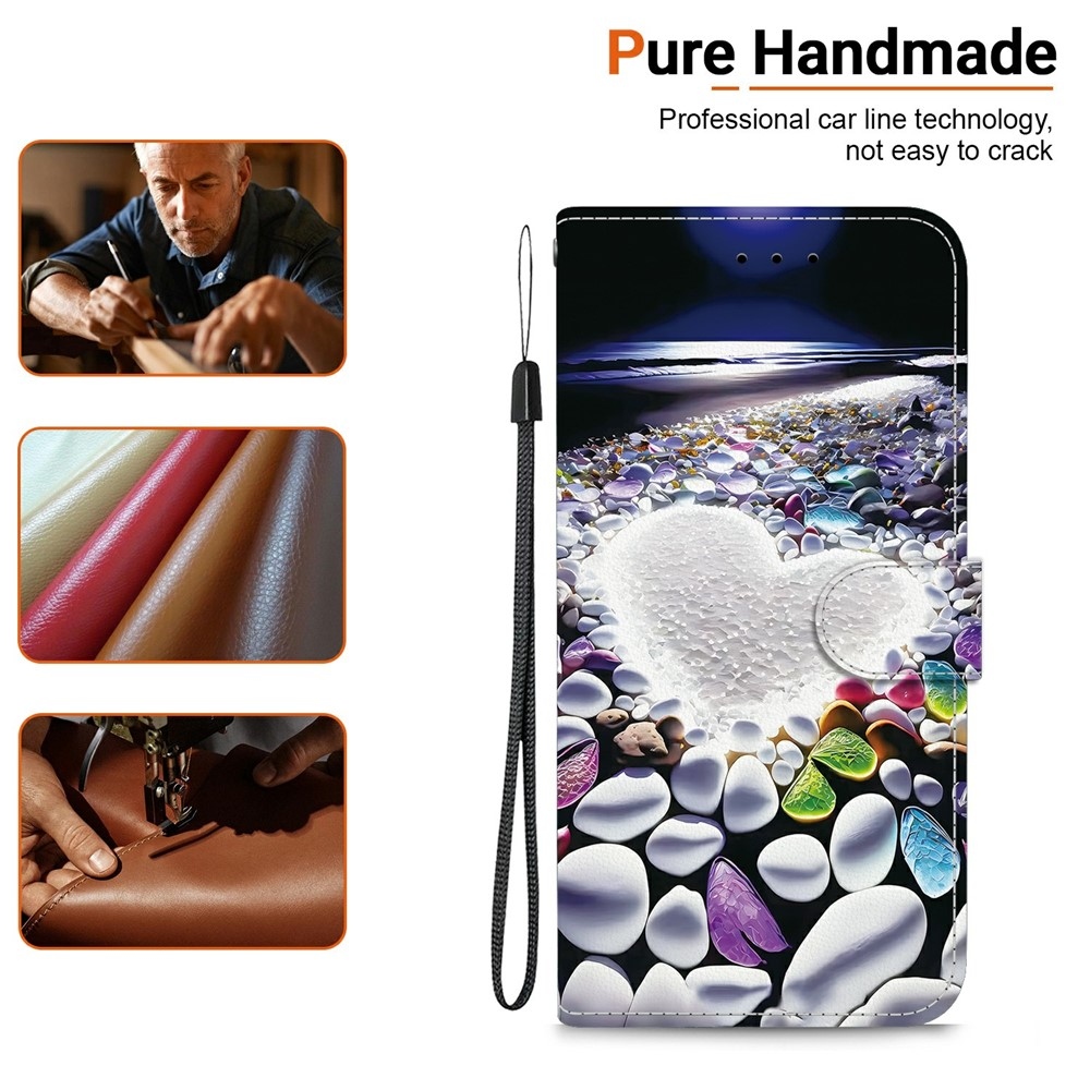 Versatile knížkové pouzdro na Xiaomi Redmi 15 4G (171mm) - srdce a kamínky