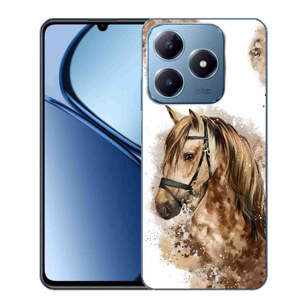 Gelový kryt mmCase na Realme C63 - hnědý kreslený kůň