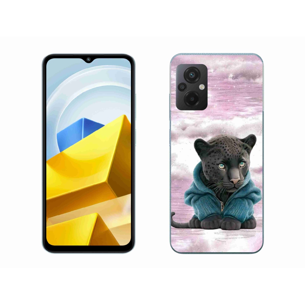 Gelový kryt mmCase na Xiaomi Poco M5 4G - černý panter ve svetru