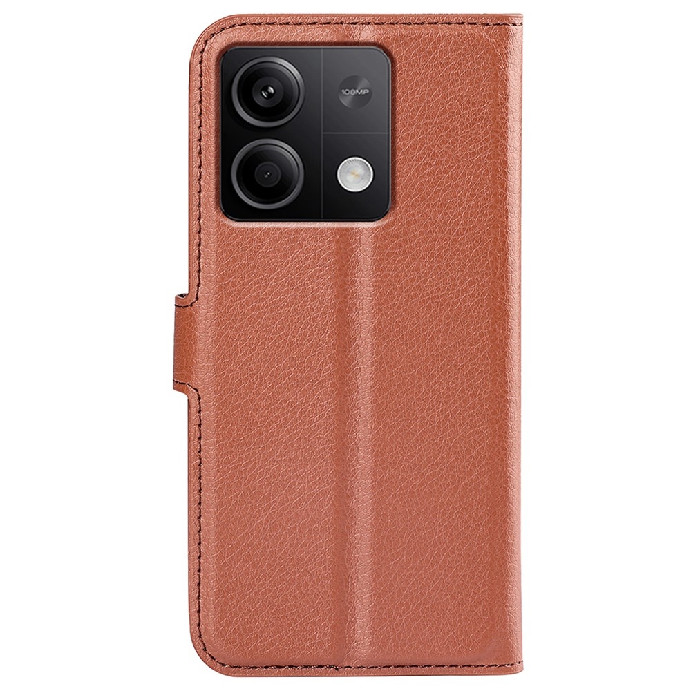 Litchi knížkové pouzdro na Xiaomi Redmi Note 13 5G - hnědé