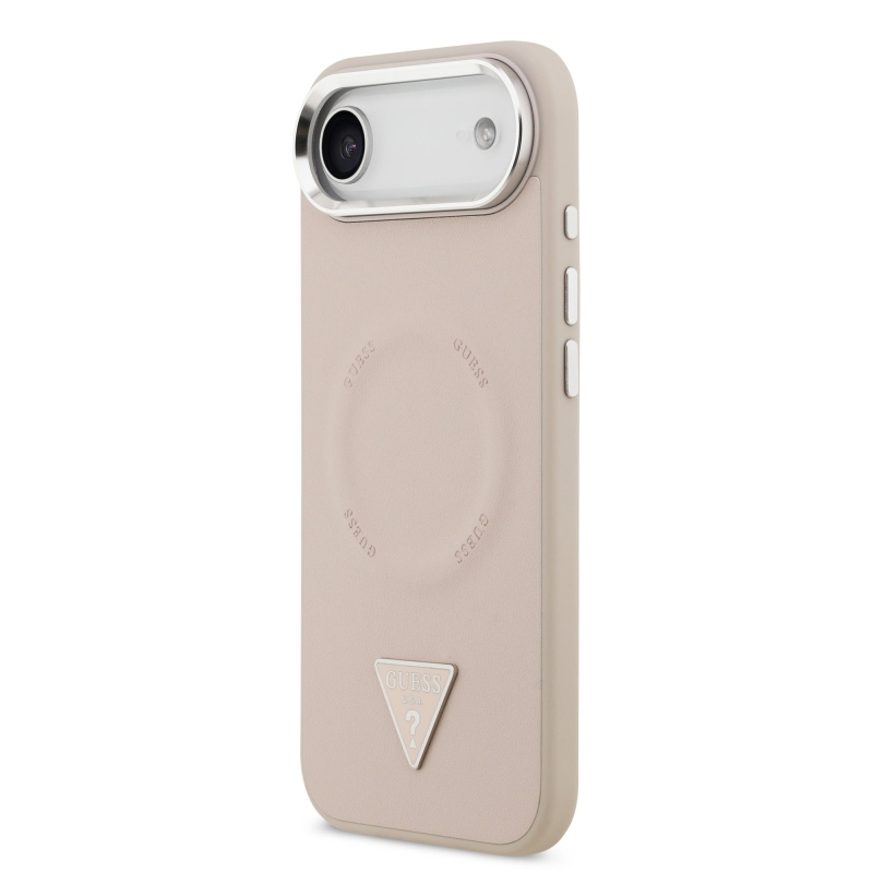 Guess PU Leather Triangle Logo MagSafe Zadní Kryt pro iPhone Air Pink