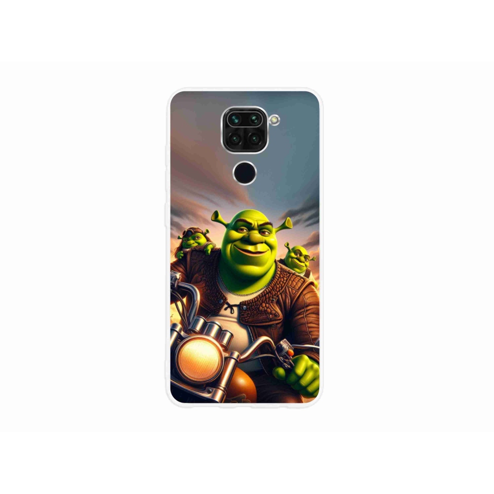 Gelový kryt mmCase na Xiaomi Redmi Note 9 - shrek na motorce