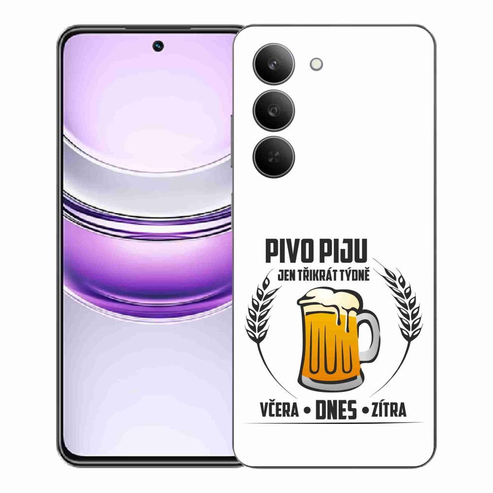 Gelový kryt mmCase na Realme 14x 5G - pivní motiv bílé pozadí