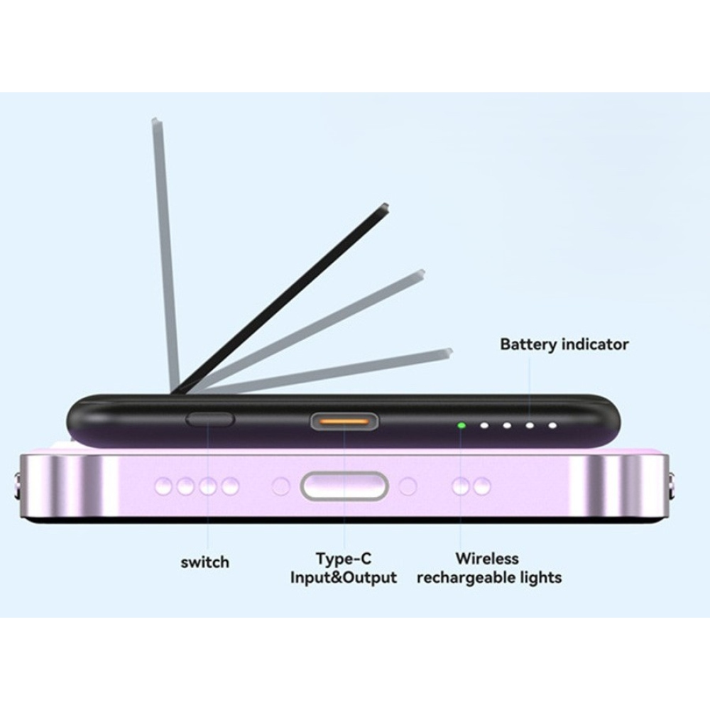 M10 Ultra tenká magnetická powerbanka 5000 mAh 15W se stojánkem - černá