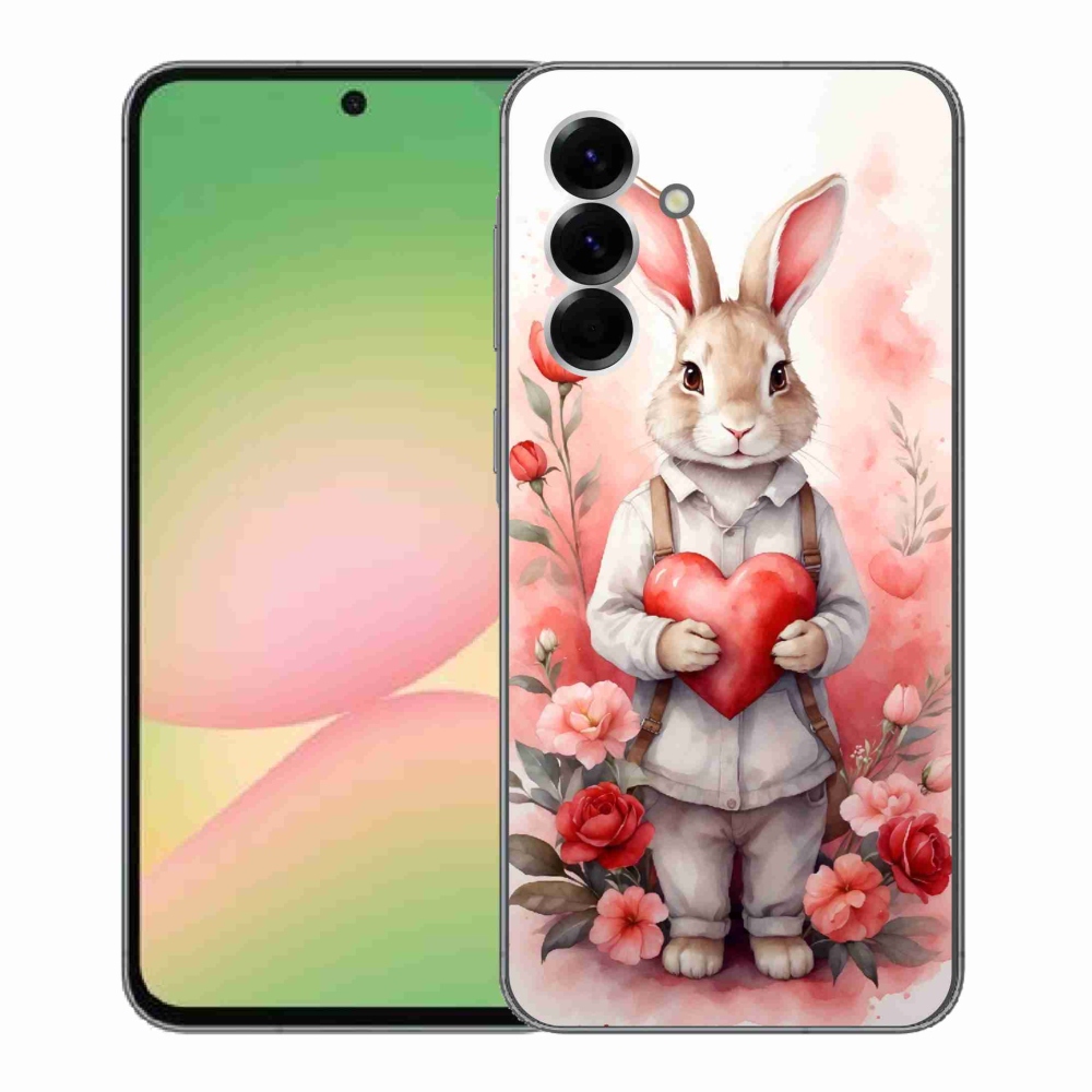 Gelový kryt mmCase na Samsung Galaxy A56 5G - zajíc se srdíčkem