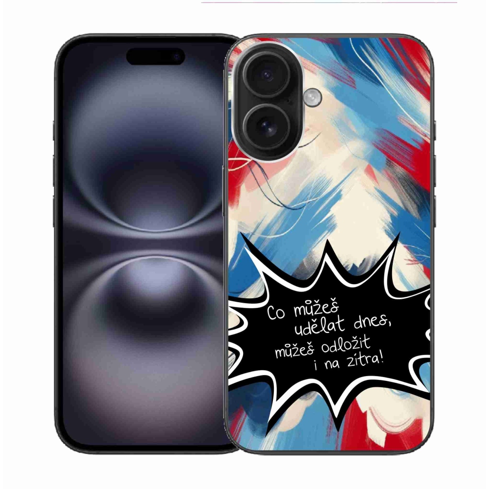 Gelový kryt mmCase na iPhone 16 - vtipný text 9 černé pozadí
