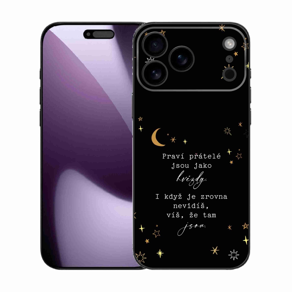 Gelový kryt mmCase na iPhone 17 Pro Max - citát 6 černé pozadí