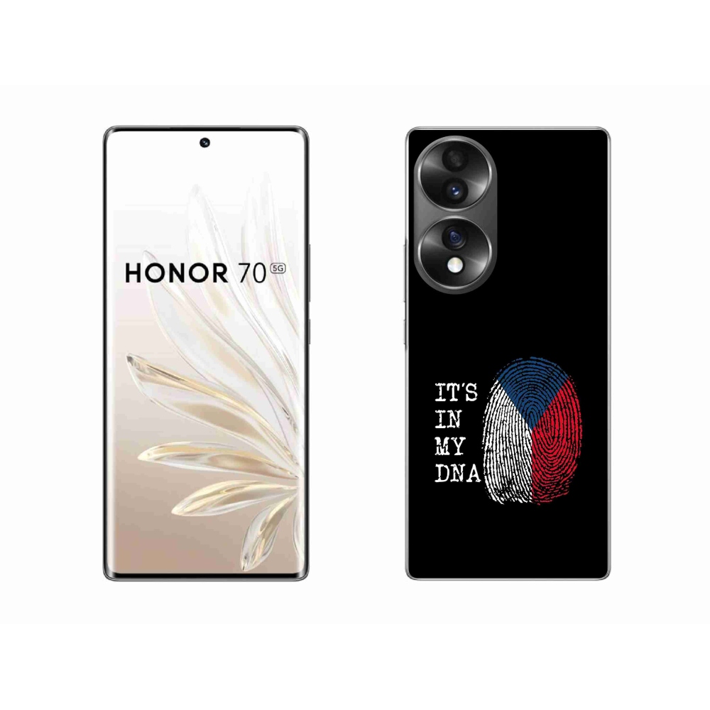 Gelový kryt mmCase na Honor 70 - vlajka otisk prstu černé pozadí