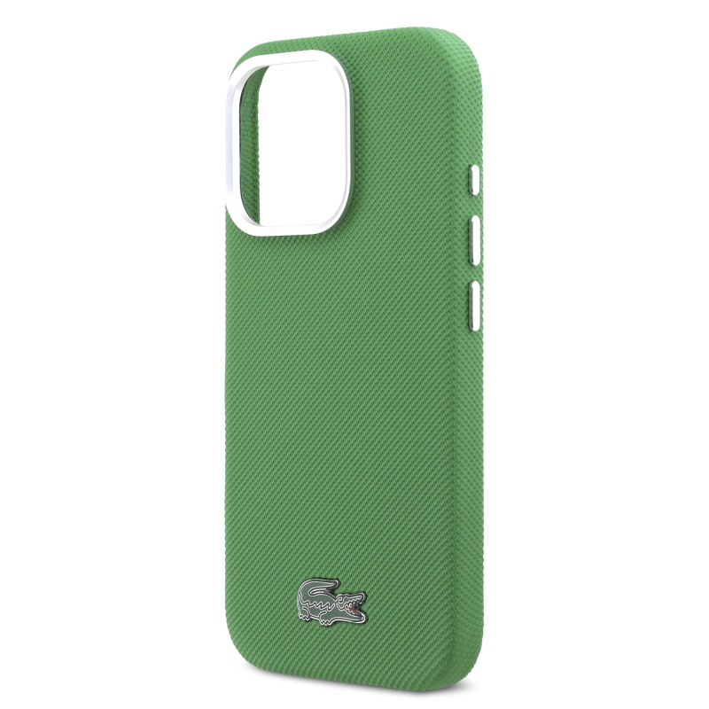 Lacoste PVC Iconic Petit Pique Metal Logo MagSafe Zadní Kryt pro iPhone 16 Pro Estragon Green